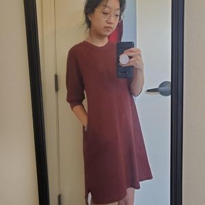 Waffle texture brown Uniqlo dress